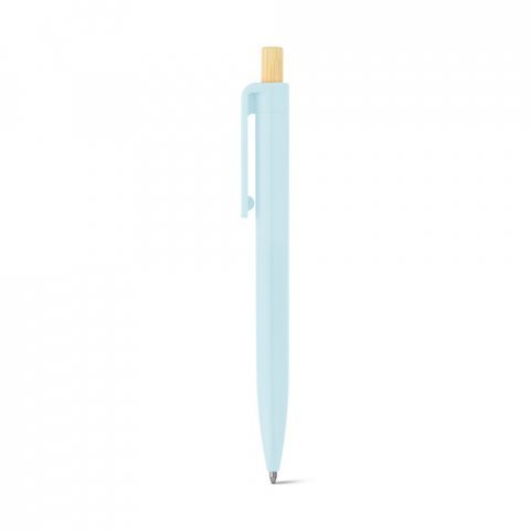 ZARA. Рециклирана химикалка от ABS (100% rABS) с бамбуков бутонът - Пастелно синьо