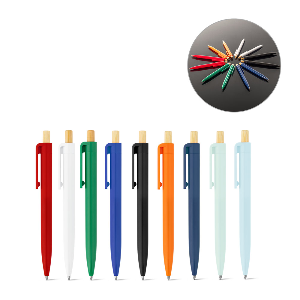 ZARA. Penna a sfera in ABS riciclato (100% rABS) con pulsante in bambù