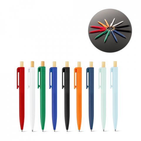 ZARA. Рециклирана химикалка от ABS (100% rABS) с бамбуков бутонът