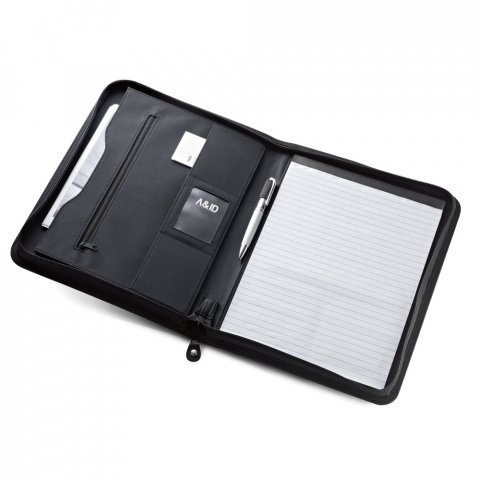 PASZO. PU and microfibre A4 folder with lined pages - Black