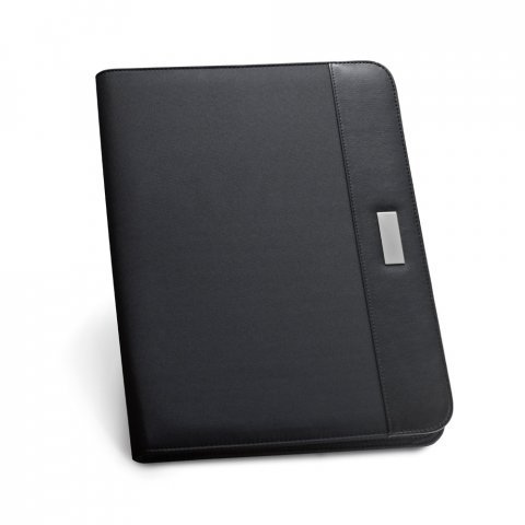 PASZO. PU and microfibre A4 folder with lined pages - Black