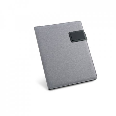PYNCHON. A5 folder in imitation linen and PU with lined pages - Light grey