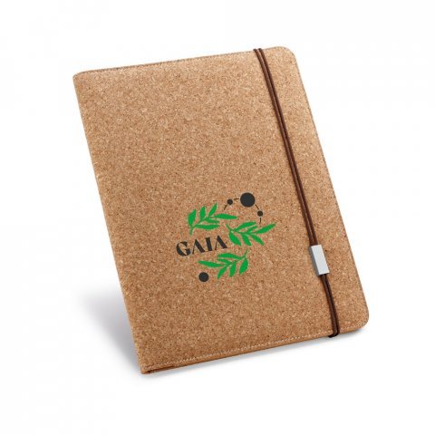 SERPA. A4 cork folder with a block of plain pages - Natural