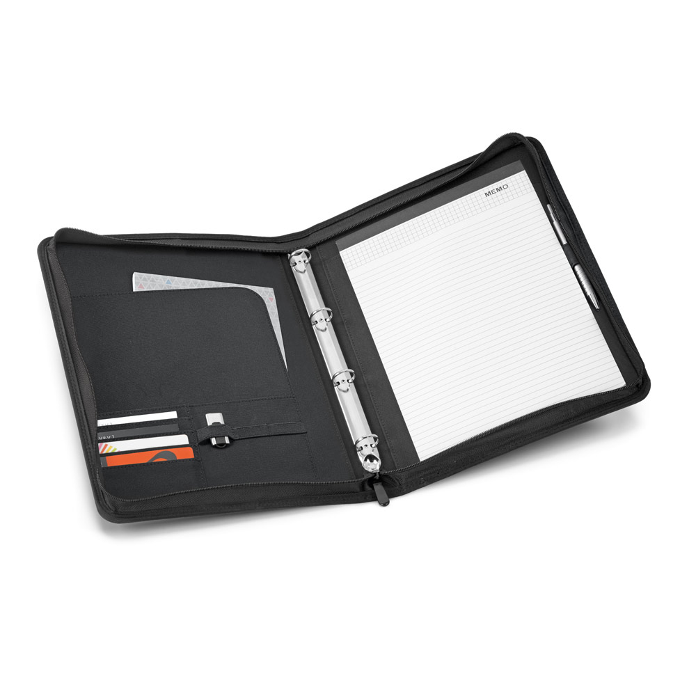 AUSTER. Cartella A4 in 600D con blocco pagine a righe