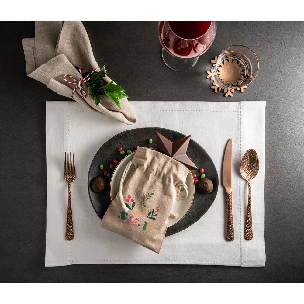 GIBRALTAR. Sacchetto regalo in cotone riciclato (70%), poliestere (30% rPET) (140 g/m²)