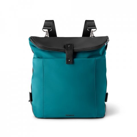 ROVER BACKPACK II. Mochila em tecido e PU - Azul petr&oacute;leo