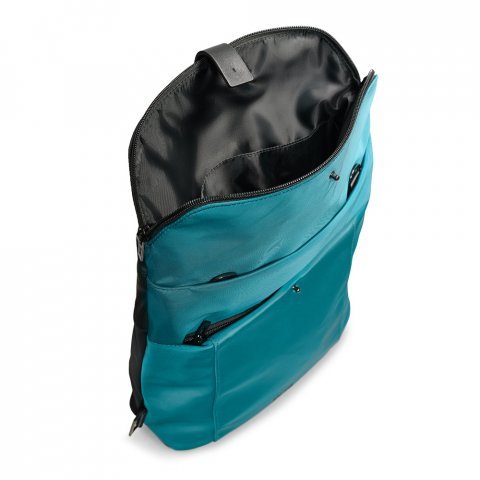 ROVER BACKPACK II. Mochila em tecido e PU - Azul petr&oacute;leo