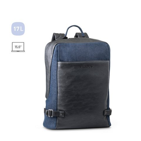 DIVERGENT BACKPACK I. laptop rygs&aelig;k op til 15,6" i denim og PU