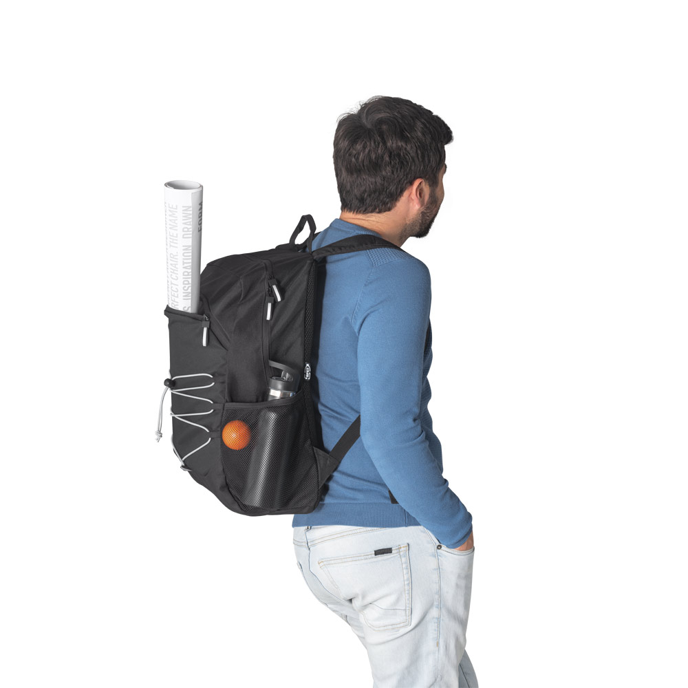 DELFOS BACKPACK. Zaino porta pc 300D poliestere riciclato e 600D poliestere riciclato con elementi riflettenti