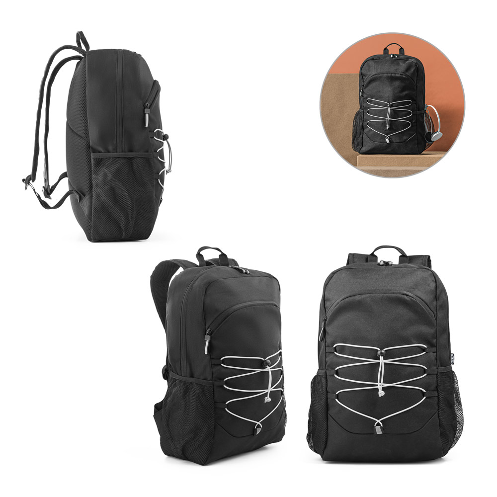 DELFOS BACKPACK. Zaino porta pc 300D poliestere riciclato e 600D poliestere riciclato con elementi riflettenti