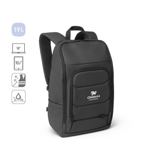 TOULON. Rucsac pentru laptop fabricat din poliester reciclat 600D de &icirc;naltă densitate, cu finisaj rezistent la apă și căptușeală 16"