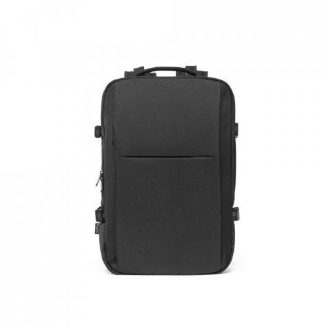 DALLAS. Tihe&auml;sti kierr&auml;tetyst&auml; 600D polyesterist&auml; valmistettu matkareppu 17,3 tuuman kannettavalle tietokoneelle - Musta