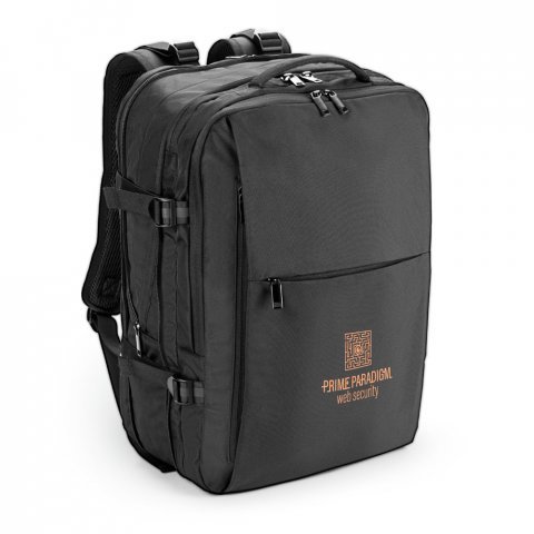 DALLAS. Tihe&auml;sti kierr&auml;tetyst&auml; 600D polyesterist&auml; valmistettu matkareppu 17,3 tuuman kannettavalle tietokoneelle - Musta