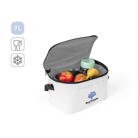CANCUN. Borsa termica in poliestere riciclato 600D con cinghia regolabile 7 L