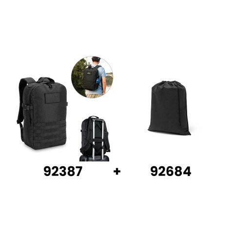 EDINBURGH BPACK. Rucksack im Milit&auml;rstil aus 600D HD recyceltem Polyester und Innenfutter aus 210D recyceltem Polyester 17,3&ldquo;