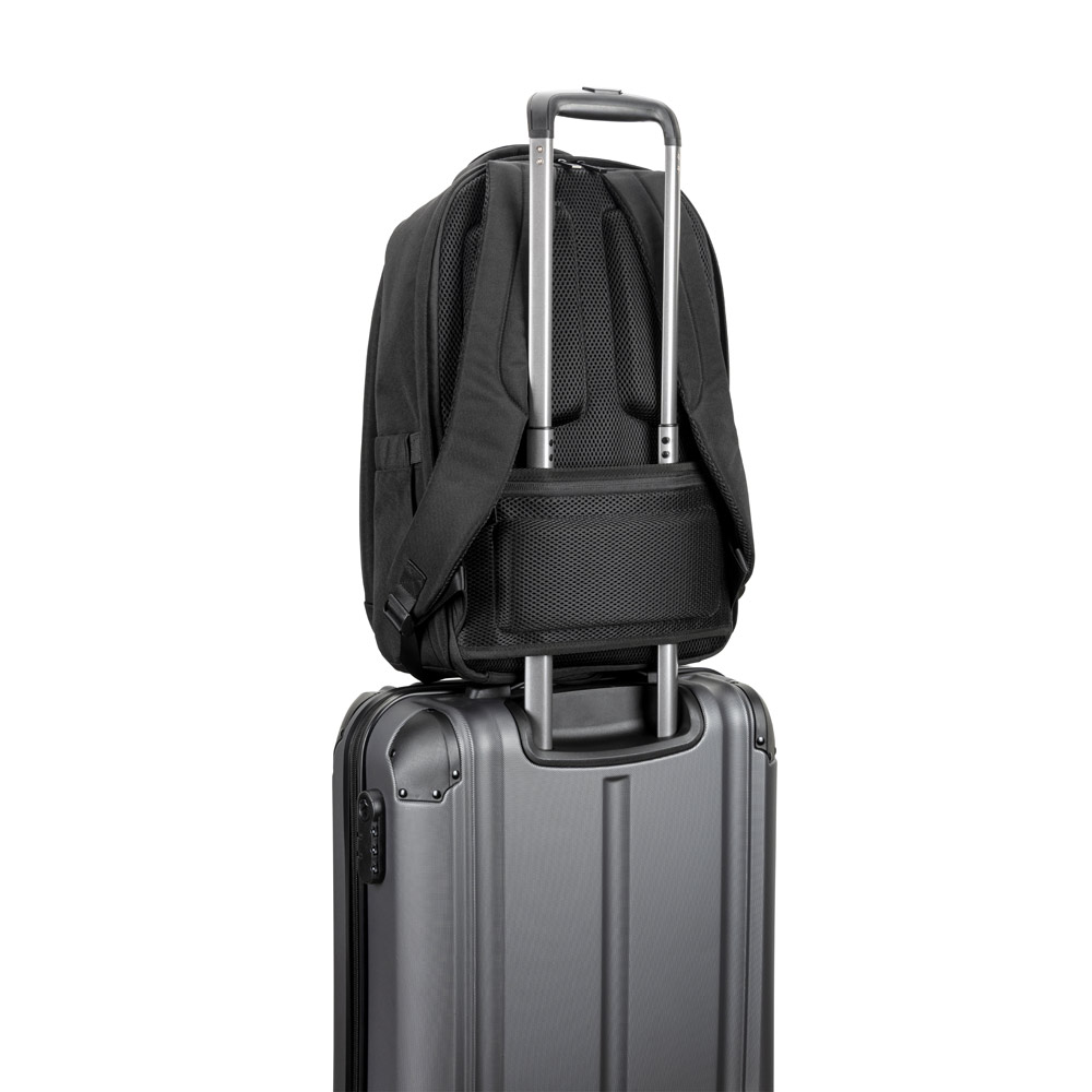 YANGON BPACK. Zaino antifurto, in twill con rivestimento idrorepellente e poliestere riciclato 600D ad alta densità, per laptop da 17.3"