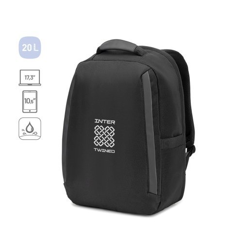 YANGON BPACK. Ranac protiv krađe od kepera sa vodoodbojnim premazom i recikliranim poliesterom visoke gustine 600D, za laptop od 17,3"