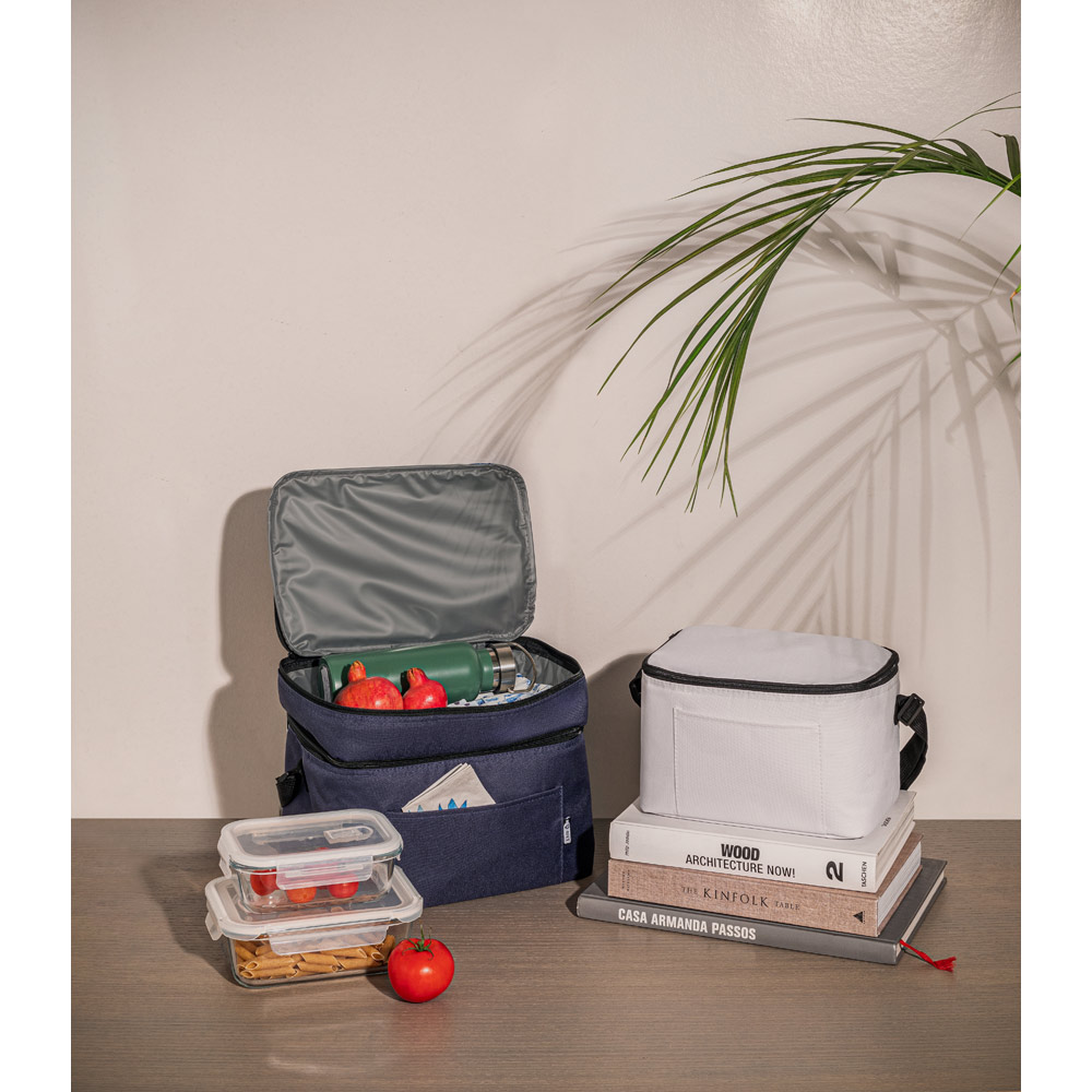 CANCUN LARGE. Borsa termica in poliestere riciclato 600D, con tracolla regolabile 14 L