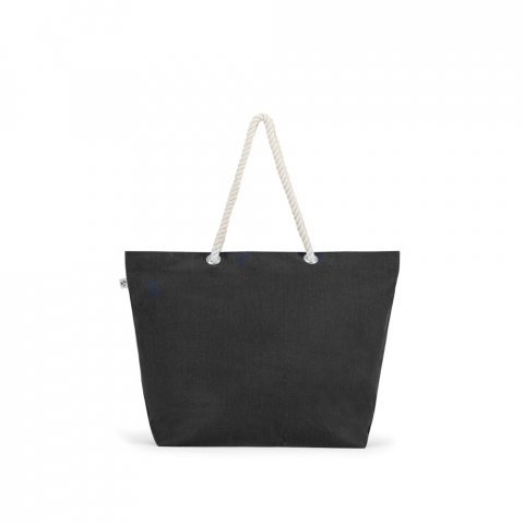 ATHENS. Плажна чанта от рециклиран памук (70%) и рециклиран полиестер (30%) (220 g/m&sup2;) - черно