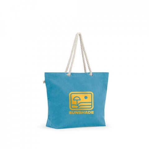 ATHENS. Плажна чанта от рециклиран памук (70%) и рециклиран полиестер (30%) (220 g/m&sup2;) - Светло синьо