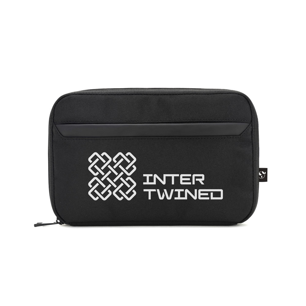 YANGON. Ampia borsa organizer per accessori tecnologici in twill con rivestimento idrorepellente e poliestere riciclato 600D