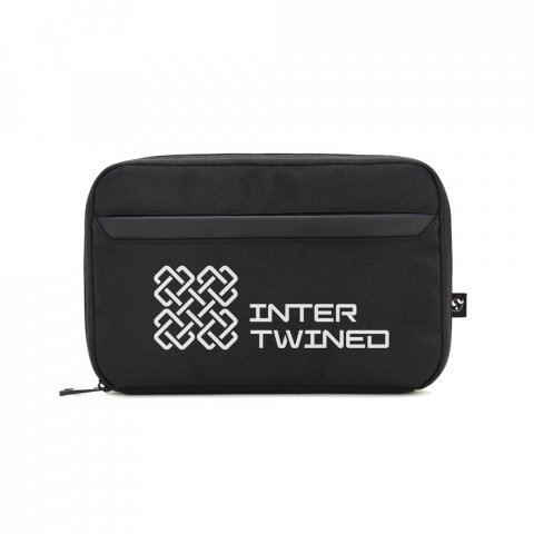 YANGON. Geantă organizator spațioasă pentru accesorii tehnice din twill cu strat hidrofug și poliester reciclat 600D - Negru