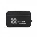 YANGON. Geantă organizator spațioasă pentru accesorii tehnice din twill cu strat hidrofug și poliester reciclat 600D - Negru