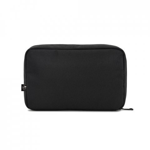YANGON. Geantă organizator spațioasă pentru accesorii tehnice din twill cu strat hidrofug și poliester reciclat 600D - Negru
