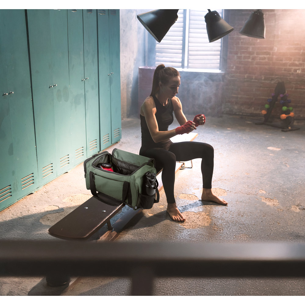 FARO. Borsa sportiva in cotone riciclato e poliestere riciclato (380 g/m²)