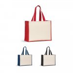 HELSINQUE COLOUR. Платнена чанта (320 г/м&sup2;), с дъно и страни от ламиниран юта (350 г/м&sup2;) в различни цветове