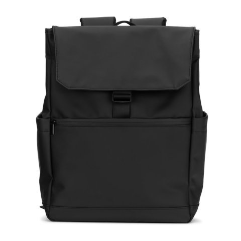 AZORES BAG. Zaino per laptop (16") in PU, con patta che copre tutti gli scomparti - Nero