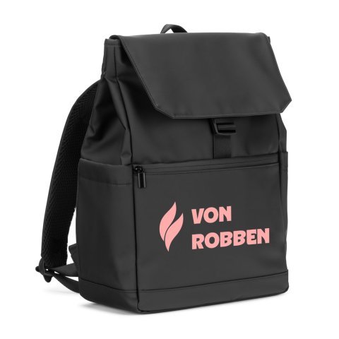 AZORES BAG. Zaino per laptop (16") in PU, con patta che copre tutti gli scomparti - Nero