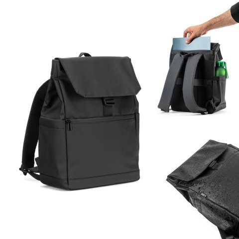 AZORES BAG. Zaino per laptop (16") in PU, con patta che copre tutti gli scomparti