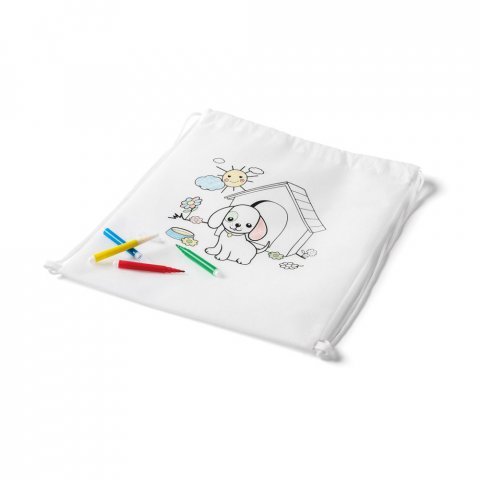 DRAWS. Barnv&auml;ska med gympap&aring;se f&ouml;r f&auml;rgl&auml;ggning (80 g/m&sup2;) - Vit