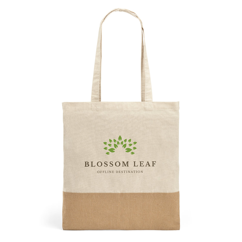 MERCAT. Borsa in cotone 100% (160 g/m²) con dettaglio in imitazione iuta