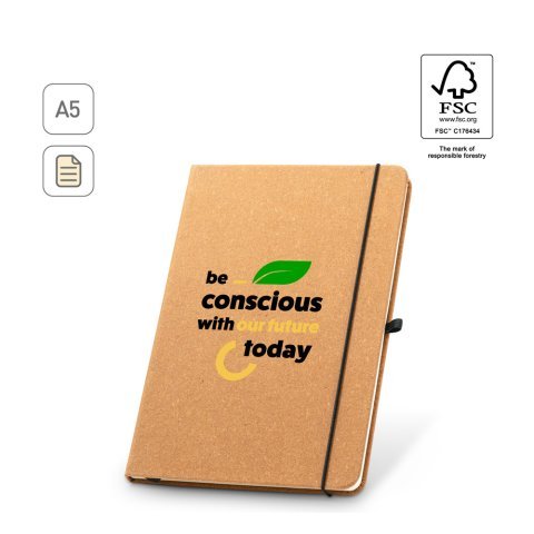 MATISSE. Blocco note A5 con copertina rigida in pelle (70% riciclata) con pagine a righe