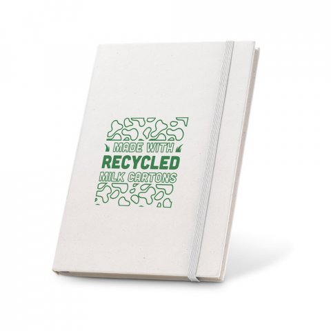 MILKY. Caiet A5 cu copertă rigidă din h&acirc;rtie 100% reciclată - Alb