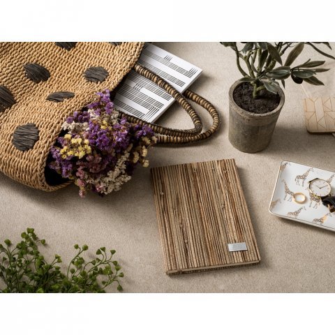 NERUDA. Bloc-notes A5 avec couverture rigide en fibre de paille naturelle