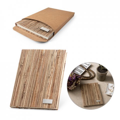 NERUDA. Bloc-notes A5 avec couverture rigide en fibre de paille naturelle