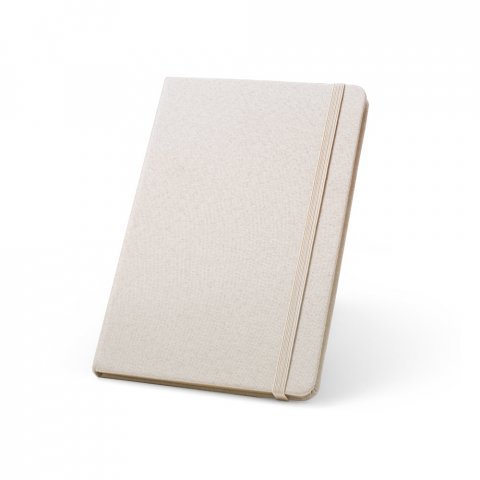 BOYD. Bloc-notes de notes A5 en polyester recycl&eacute; (100% rPET) avec pages lign&eacute;es - Beige 