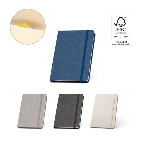 BOYD. Bloc-notes de notes A5 en polyester recycl&eacute; (100% rPET) avec pages lign&eacute;es