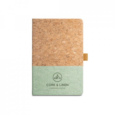 KLEE. Block notes A5 in sughero e lino con pagine a righe - Verde chiaro