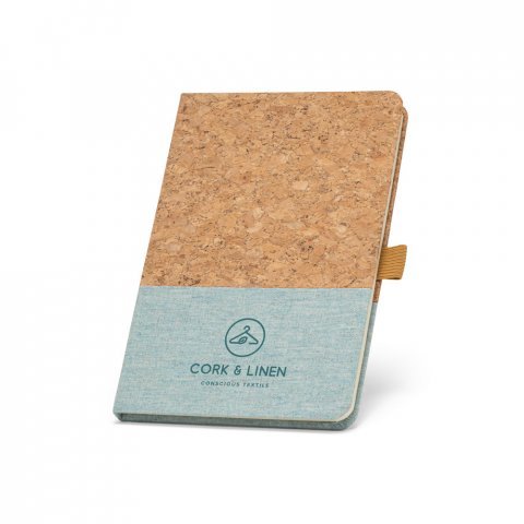 KLEE. Block notes A5 in sughero e lino con pagine a righe - Azzurro