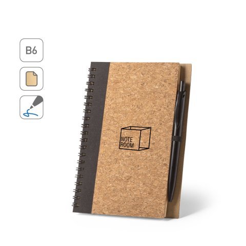 VICENTE. Blocnotes din plută și poliester reciclat (100% rPET)