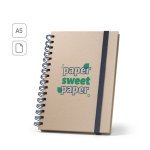 PROUST. Caiet A5 cu inele, cu copertă tare, fabricat din h&acirc;rtie din trestie de zahăr (80% trestie de zahăr) cu pagini simple