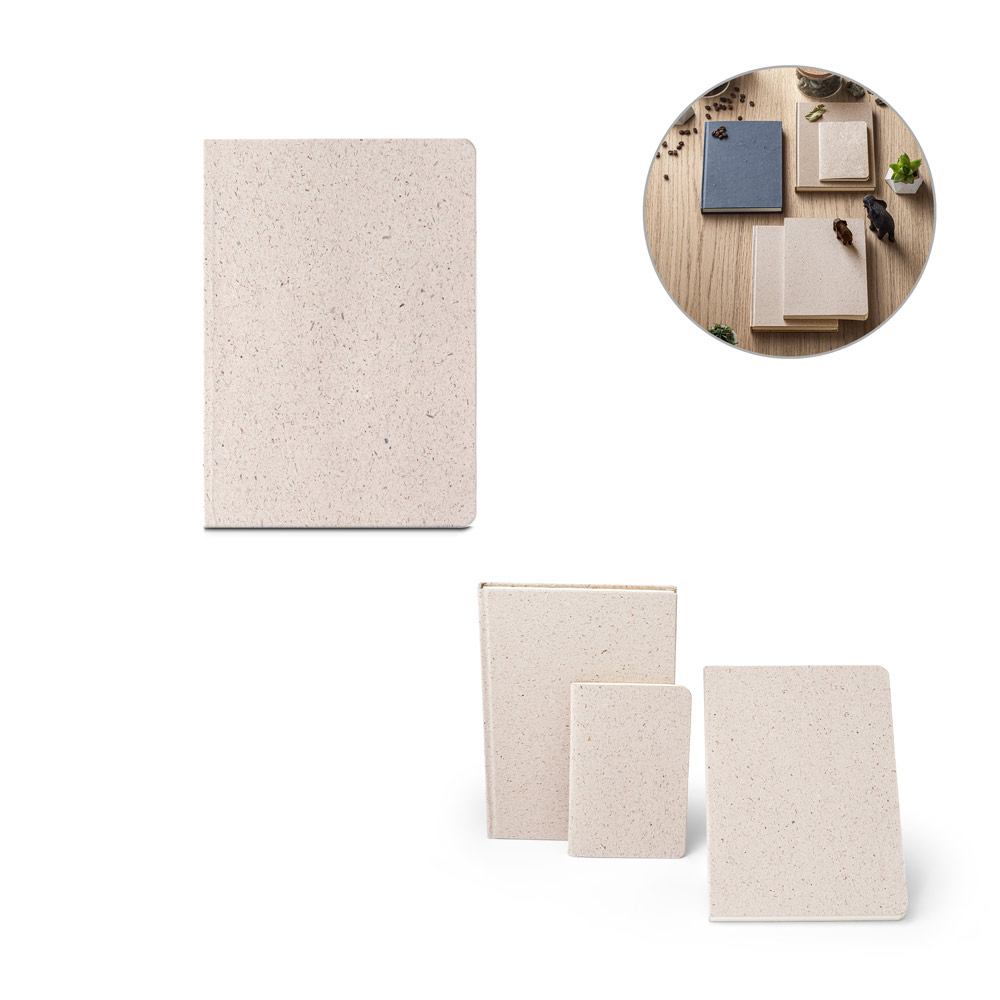 ORGANIC SEMI-RIGID. Block notes A5 con copertina semirigida fabbricata tramite materia organica degli elefanti (80%)