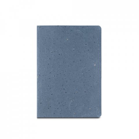 COFFEEPAD SEMI-RIGID. Bloc-notes A5 avec couverture semi-rigide fabriqu&eacute;e &agrave; partir de d&eacute;chets de coques de caf&eacute; (65%) - Bleu
