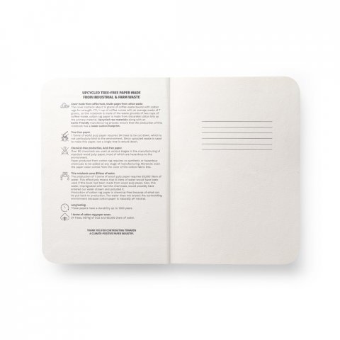 COFFEEPAD SEMI-RIGID. Bloc-notes A5 avec couverture semi-rigide fabriqu&eacute;e &agrave; partir de d&eacute;chets de coques de caf&eacute; (65%) - Bleu