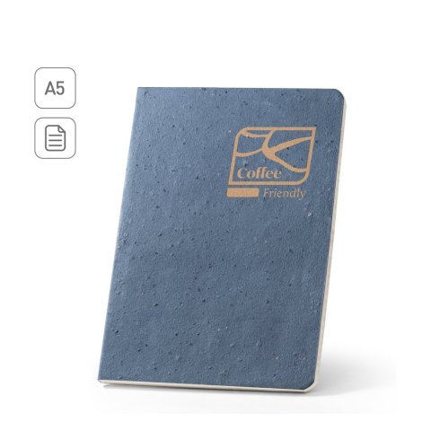 COFFEEPAD SEMI-RIGID. Blocnotes A5 cu copertă semi-rigidă realizată din deșeuri de coji de cafea (65%)