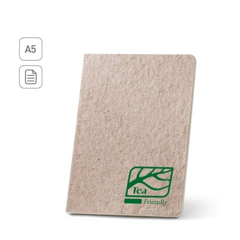 TEAPAD SEMI-RIGID. Block notes A5 con copertina flessibile  fabbricata tramite gli scarti della foglie di t&eacute; (65%)